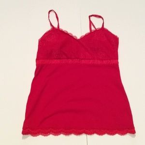 Red lace and stretch knit camisole